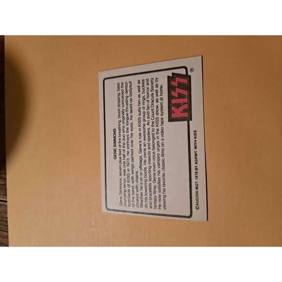 Vintage 1978 Aucoin Management AGRMT KISS Trading Card No 50 Collectible Rock - Picture 2 of 2